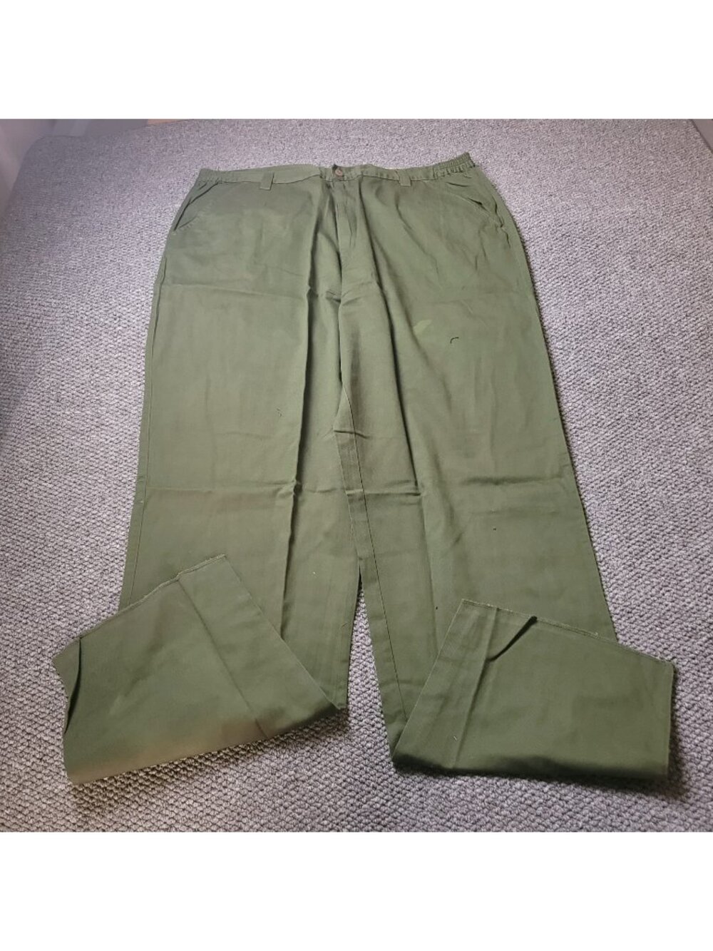 Boulder Creek Pants Men 46 x40L Big Tall Khaki Elastic LL Chino Green Cotton y2K